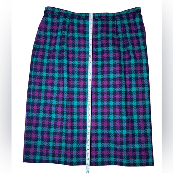 Pendleton VTG 80’s womens wool plaid lined blue and fuschia skirt size 16 - Picture 4 of 7